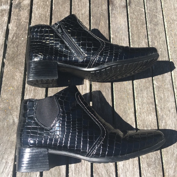 Rieker Shoes - Rieker Patent Leather Weather Proof Ankle Boots